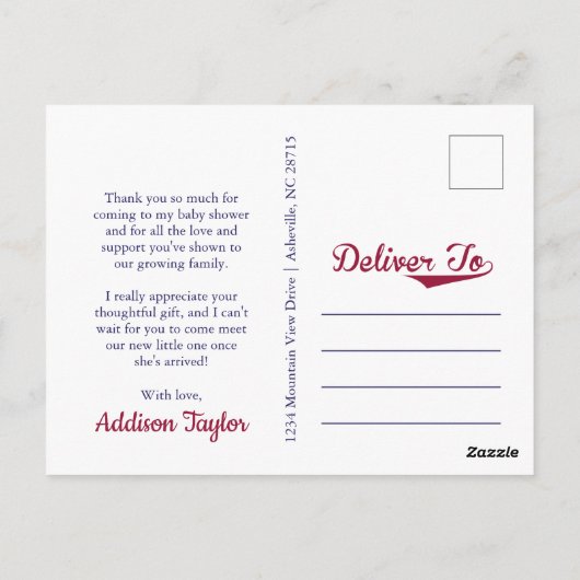 Baseball Theme Baby shower Dank u Briefkaarten (Achterkant)