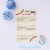 Baseball Theme Baby shower Nursery Rhyme Quiz Game Flyer (Enkel)
