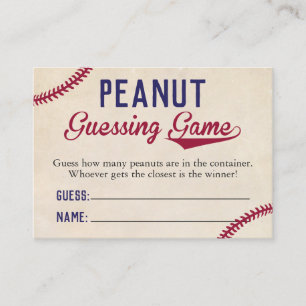 Baseball Theme Baby shower Peanut Guessing Game Visitekaartje