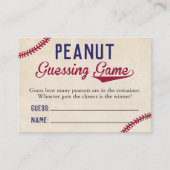 Baseball Theme Baby shower Peanut Guessing Game Visitekaartje (Voorkant)