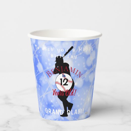 Baseball Theme Birthday Paper Cups HAMbyWG Papieren Bekers (Voorkant)