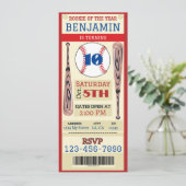 Baseball Theme Event Ticket Verjaardag Uitnodiging (Staand voorkant)