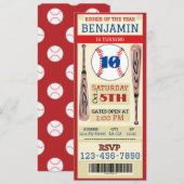 Baseball Theme Event Ticket Verjaardag Uitnodiging (Voorkant / Achterkant)