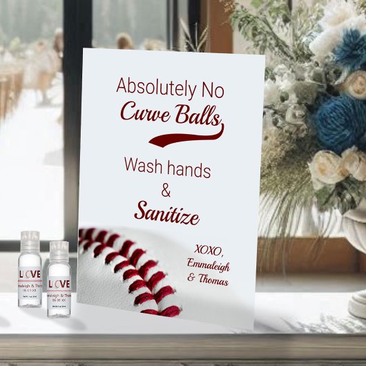 Baseball Theme Field Day Sanitize Wedding Reclamebord Met Voetstuk