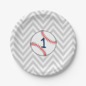 Baseball Theme First Birthday Paper Borden Papieren Bordje (Voorkant)