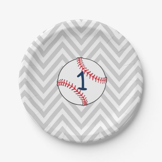 Baseball Theme First Birthday Paper Borden Papieren Bordje (Voorkant)