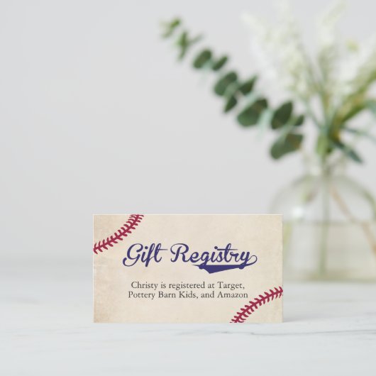 Baseball Theme Gift Registry Invoegen Kaarten (Staand voorkant)