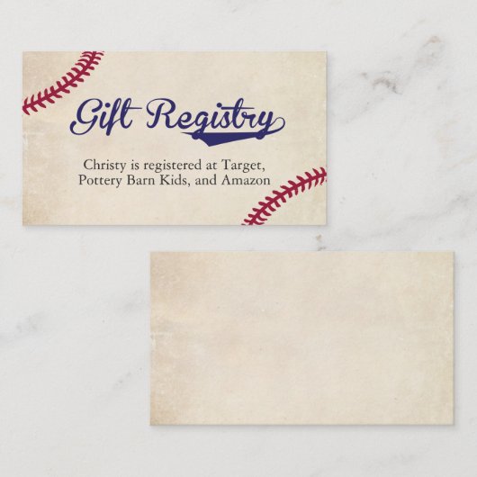 Baseball Theme Gift Registry Invoegen Kaarten (Voorkant / Achterkant)