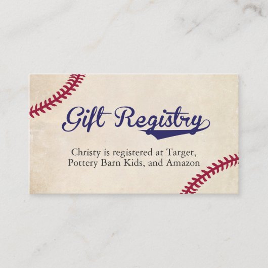 Baseball Theme Gift Registry Invoegen Kaarten (Voorkant)