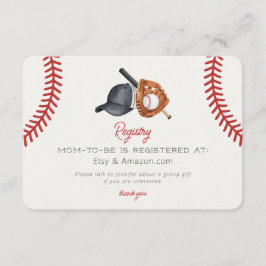Baseball Theme Home Run Baby shower Registry Informatiekaartje