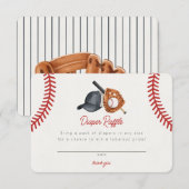 Baseball Theme Home Run Rookie Luier Raffle Informatiekaartje (Voorkant / Achterkant)