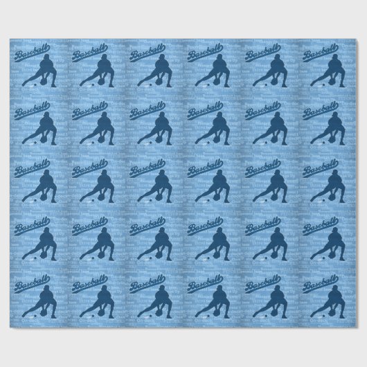 Baseball Theme in Shades of Blue Cadeaupapier (Vlak)