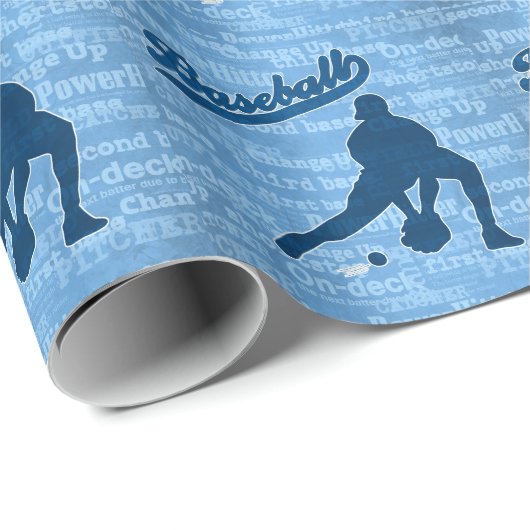 Baseball Theme in Shades of Blue Cadeaupapier (Rol Hoek)