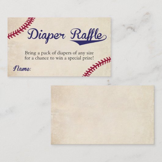 Baseball Theme Luier Raffle Ticket Kaarten (Voorkant / Achterkant)