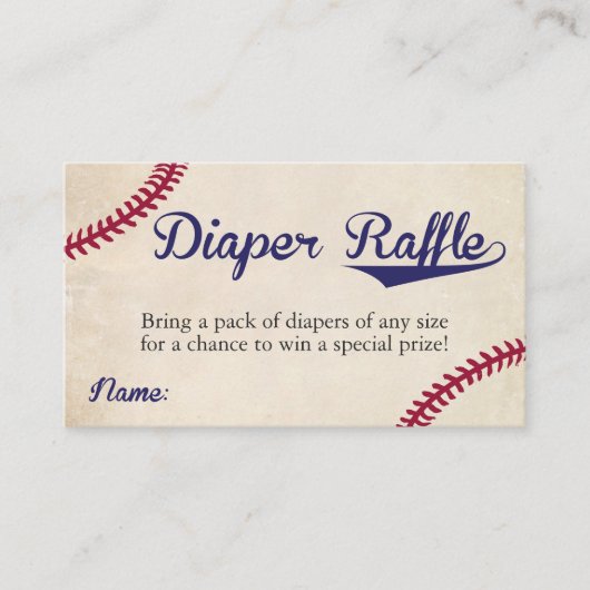 Baseball Theme Luier Raffle Ticket Kaarten  (Voorkant)