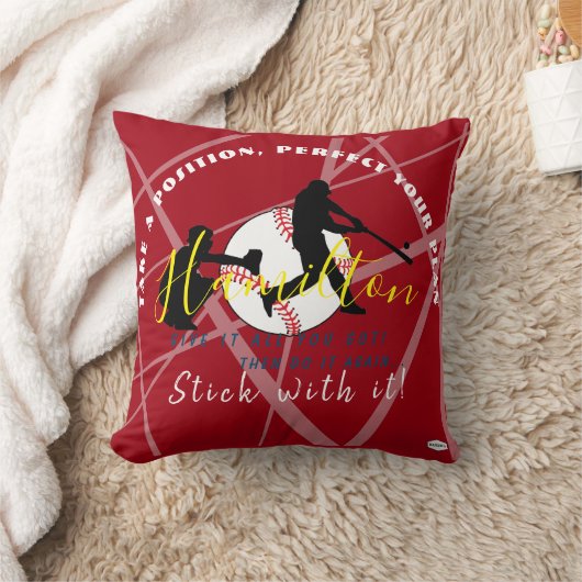 Baseball Theme Personalized Pillow HAMbyWG Red Kussen (Deken)
