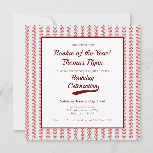 Baseball Theme Sport Square Verjaardag Uitnodiging (Voorkant)