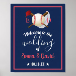 Baseball Theme Sports Weddenschap Navy Blue Welcom Poster
