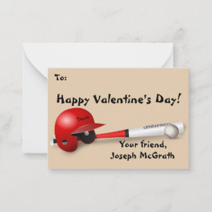 Baseball Theme Valentijn Visitekaartje Maat Notitiekaartje