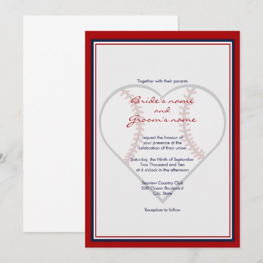 Baseball Theme Weddenschappen Uitnodigingen (Voorkant / Achterkant)