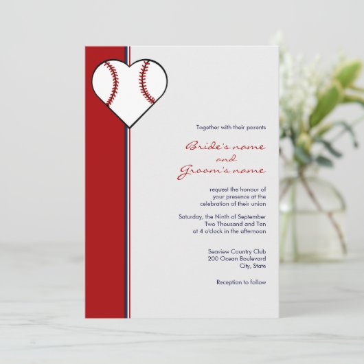 Baseball Theme Weddenschappen Uitnodigingen (Staand voorkant)