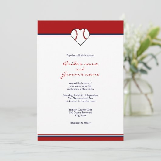 Baseball Theme Weddenschappen Uitnodigingen (Staand voorkant)