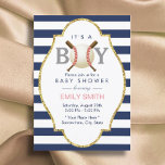 Baseball ThleBoy Navy Blue Stripes Baby shower Kaart<br><div class="desc">Baseball Thgeachte jongen Navy Blue Stripes Baby Shower Invitations.</div>