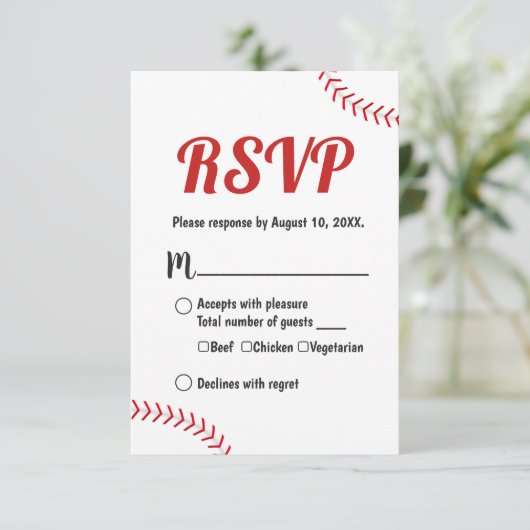 Baseball Thmed Sports Weddenschap RSVP Reactie (Staand voorkant)