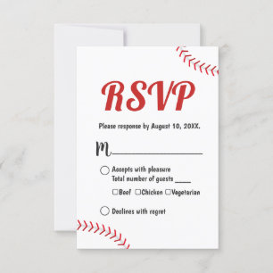 Baseball Thmed Sports Weddenschap RSVP Reactie Kaartje