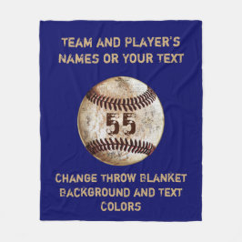Baseball Throw Blanket met Jouw tekst en KLEUREN Fleece Deken