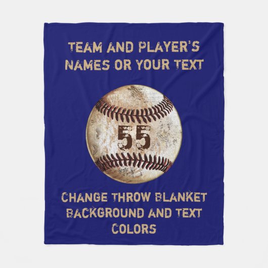Baseball Throw Blanket met Jouw tekst en KLEUREN Fleece Deken (Voorkant)