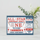 Baseball Ticket 1st Birthday Party Invitation Kaart (Staand voorkant)