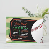 BASEBALL TICKET Bar Bat Mitzvah Uitnodiging (Staand voorkant)