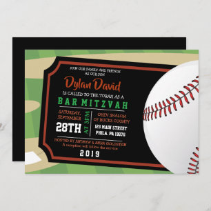 BASEBALL TICKET Bar Bat Mitzvah Uitnodiging