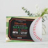 BASEBALL TICKET Bar Bat Mitzvah Uitnodiging (Staand voorkant)