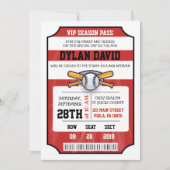 BASEBALL TICKET Bar Bat Mitzvah Uitnodiging (Voorkant)