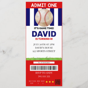 Baseball Ticket Birthday Boy Sport Party Kaart