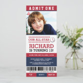 Baseball Ticket Birthday Invites Kaart (Staand voorkant)