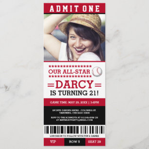 Baseball Ticket Birthday Invites Kaart