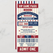 Baseball Ticket Birthday Party Invitation Kaart (Voorkant / Achterkant)