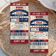 Baseball Ticket Birthday Party Invitation