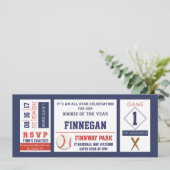 Baseball Ticket Birthday Party Invitation Kaart (Staand voorkant)