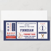 Baseball Ticket Birthday Party Invitation Kaart (Voorkant / Achterkant)