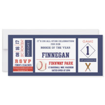 Baseball Ticket Birthday Party Invitation
