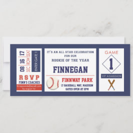 Baseball Ticket Birthday Party Invitation Kaart
