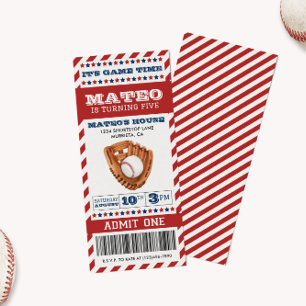 Baseball Ticket Birthday Uitnodiging