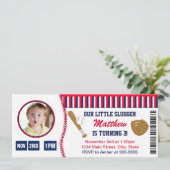 Baseball Ticket Birthday Uitnodigingsfotokaart Kaart (Staand voorkant)