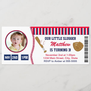 Baseball Ticket Birthday Uitnodigingsfotokaart Kaart