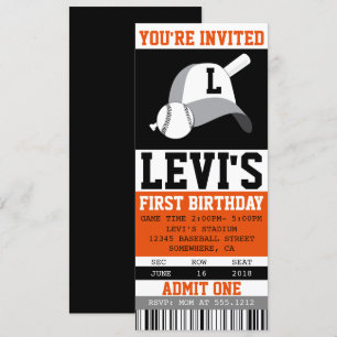 BASEBALL TICKET INVITATIE KAART