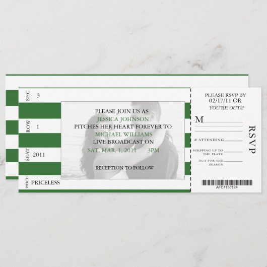 Baseball Ticket Kaart (Voorkant / Achterkant)